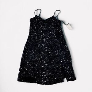 1.STATE Black Sequin Mini Dress Size 8 NWT Party Holiday Cocktail Glam